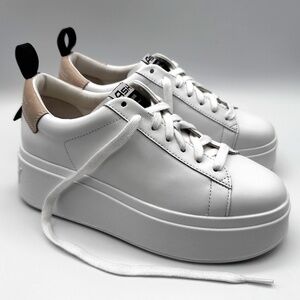 ASH Move S White Leather Platform Sneakers Size 39 EU (US 8.5) Beige/Black